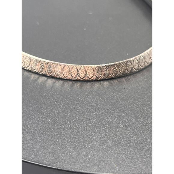 FAS 925 Italy Silver Herringbone Chain Hearts Diamond Pattern Bracelet Sz 7” - Picture 3 of 9